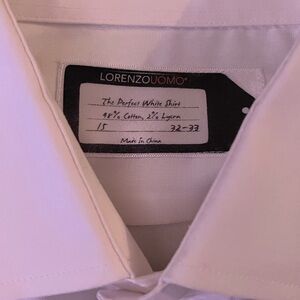 Lorenzo Uomo Men's Classic White Dress Shirt